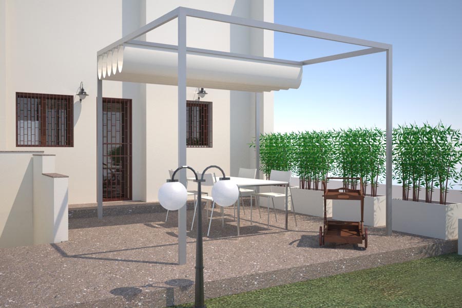 rendering giardino pergola